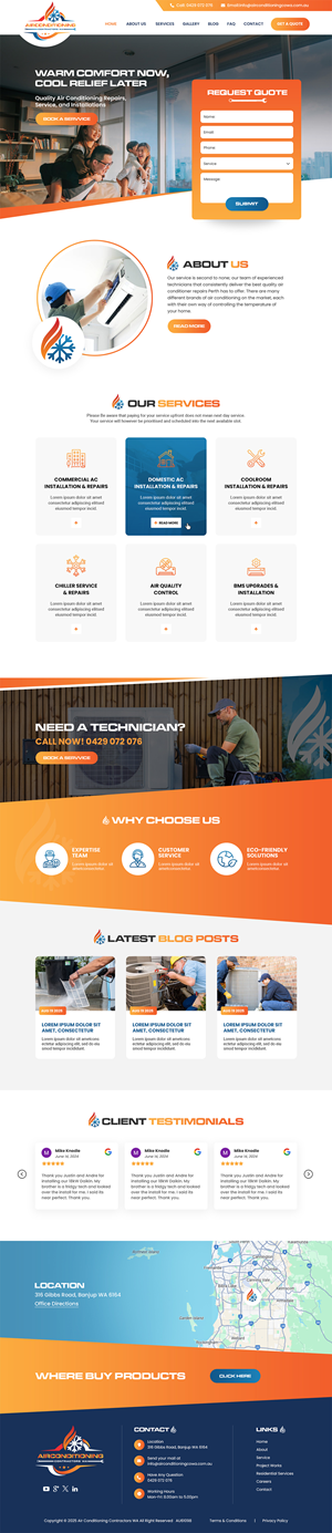WordPress-Design von MAHABA für Air Conditioning Contractors WA | Design: #35886357