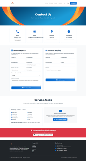 Diseño Wordpress por Bibi Studio para Air Conditioning Contractors WA | Diseño #35877654