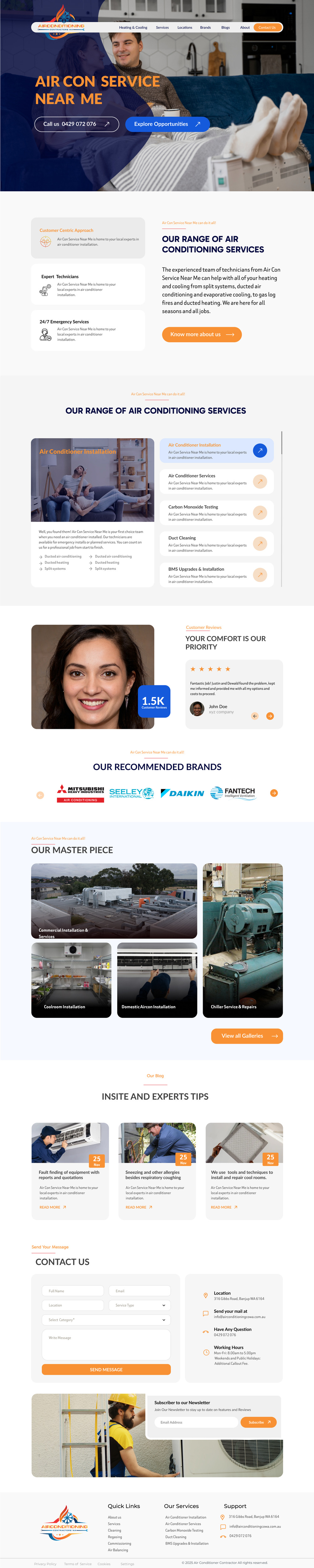 Design Wordpress par sameerbashyal pour Air Conditioning Contractors WA | Design #35879434
