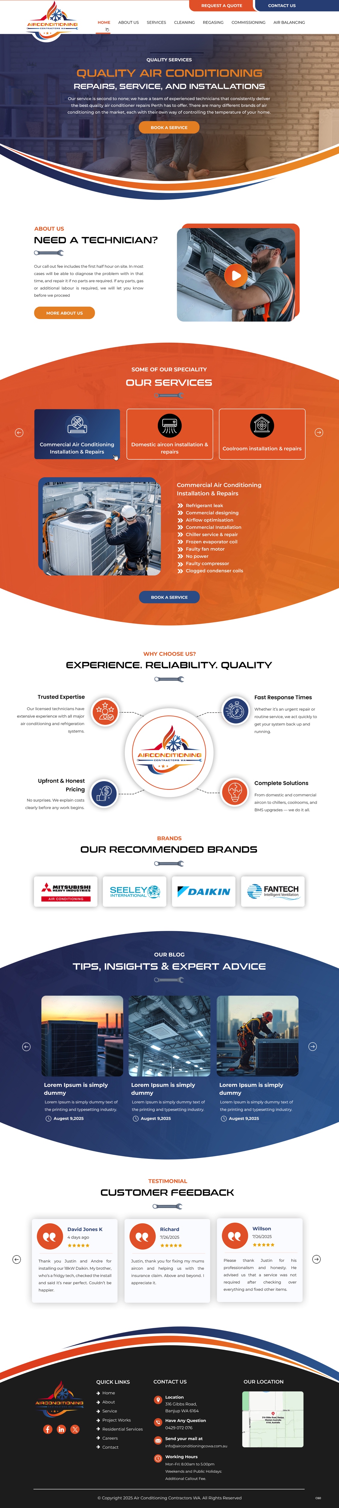 Wordpress Design by pb for Air Conditioning Contractors WA | Design #35885987