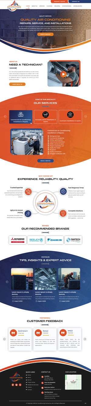 Wordpress Design by pb for Air Conditioning Contractors WA | Design: #35885987