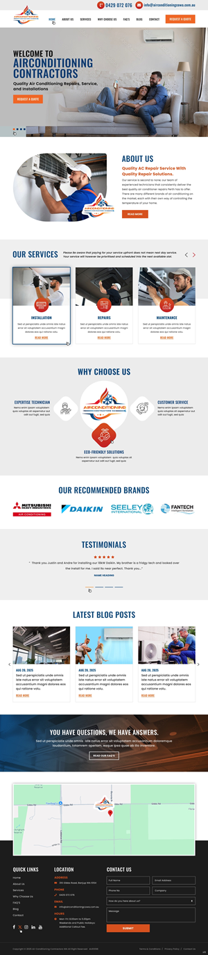 Wordpress Design by pb for Air Conditioning Contractors WA | Design: #35885988