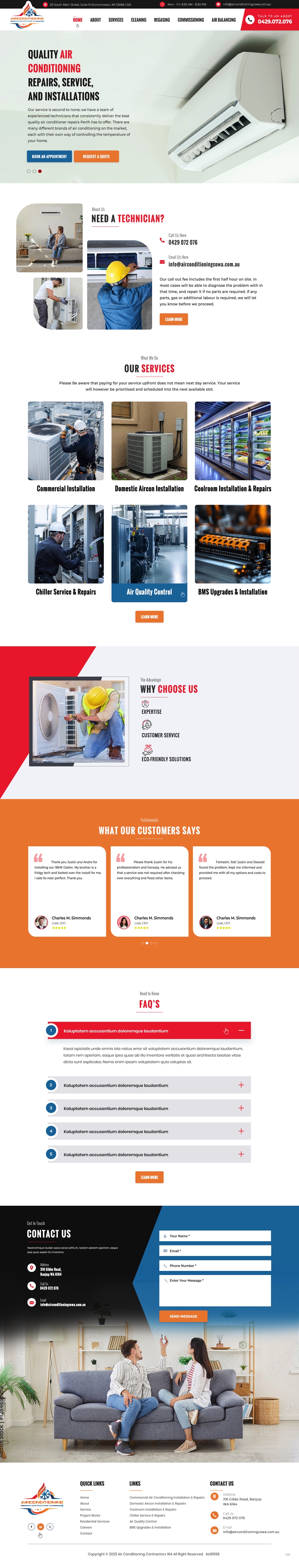 Wordpress Design by pb for Air Conditioning Contractors WA | Design #35885989