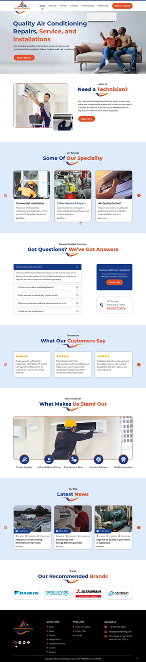 WordPress-Design von pb für Air Conditioning Contractors WA | Design: #35885994