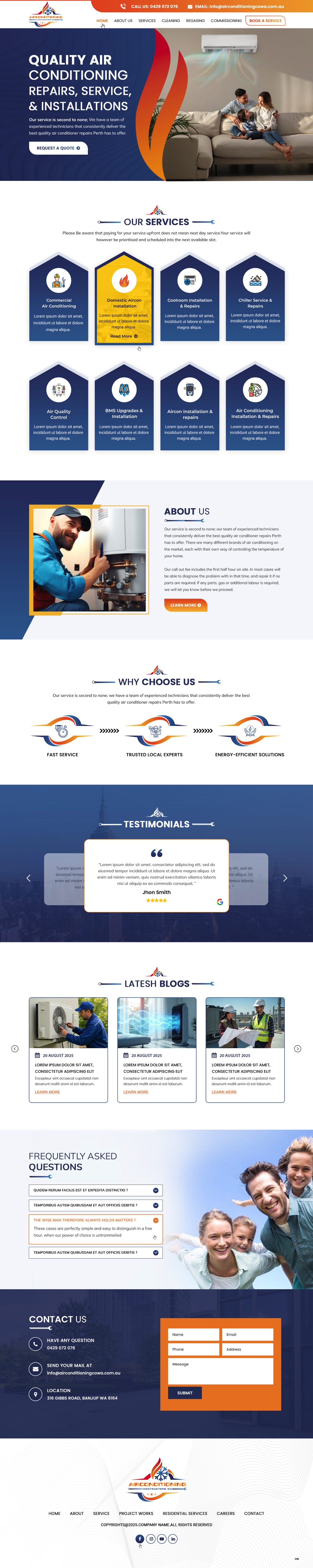 Wordpress Design by pb for Air Conditioning Contractors WA | Design #35885997