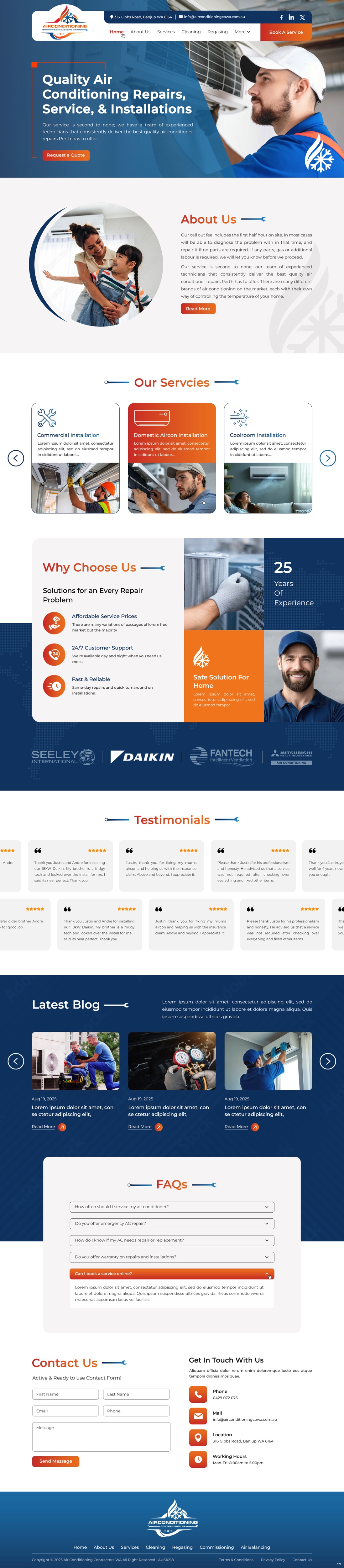 Wordpress Design by pb for Air Conditioning Contractors WA | Design #35886007