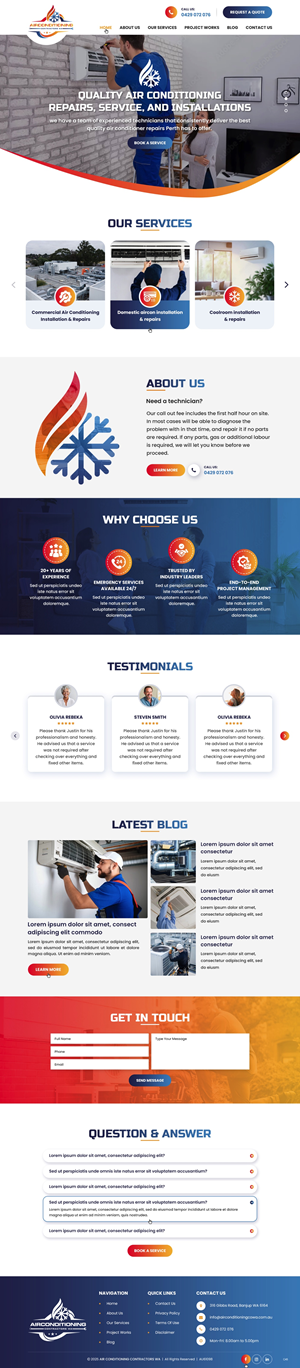 WordPress-Design von pb für Air Conditioning Contractors WA | Design: #35886008