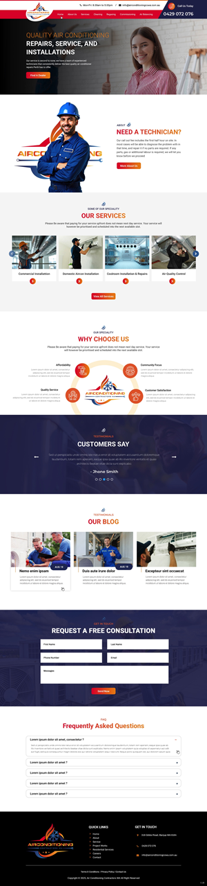 WordPress-Design von pb für Air Conditioning Contractors WA | Design: #35892952