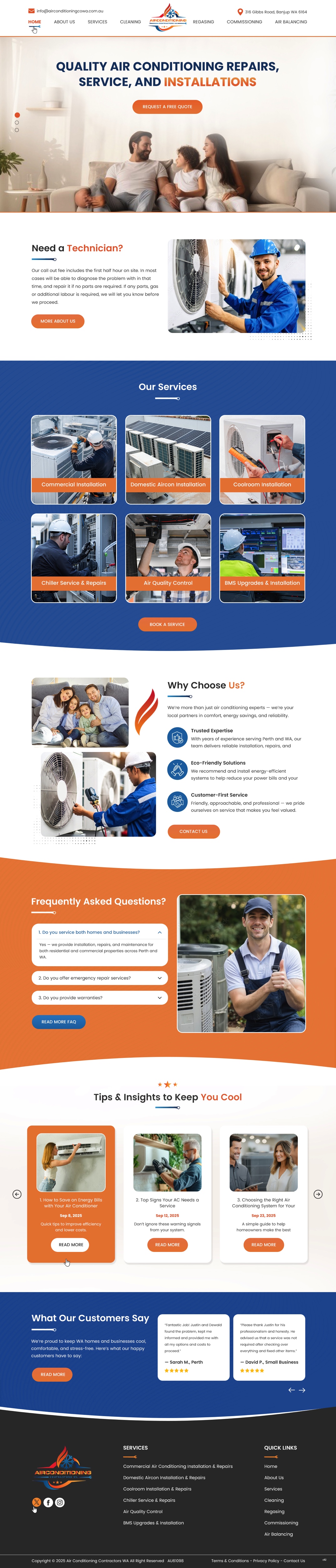 Wordpress Design by pb for Air Conditioning Contractors WA | Design #35892953