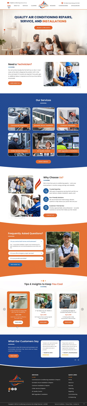 WordPress-Design von pb für Air Conditioning Contractors WA | Design: #35892953