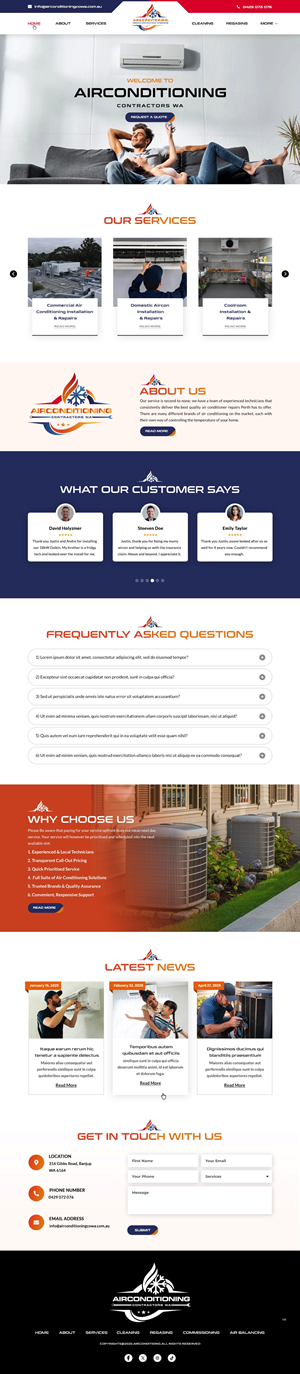 WordPress-Design von pb für Air Conditioning Contractors WA | Design: #35892954