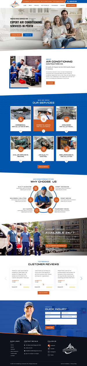 Wordpress Design by Sbss for Air Conditioning Contractors WA | Design: #35884468