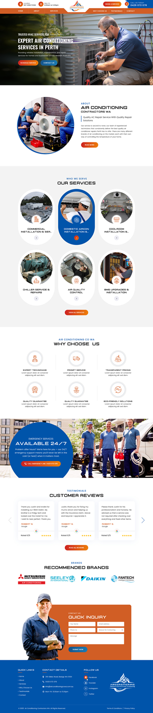 Wordpress Design by Sbss for Air Conditioning Contractors WA | Design: #35884932