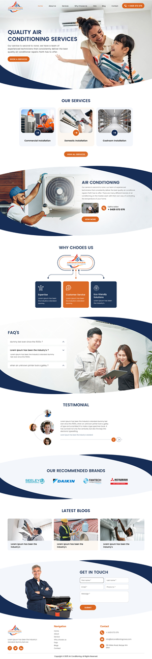 Wordpress Design by rightway for Air Conditioning Contractors WA | Design: #35900215