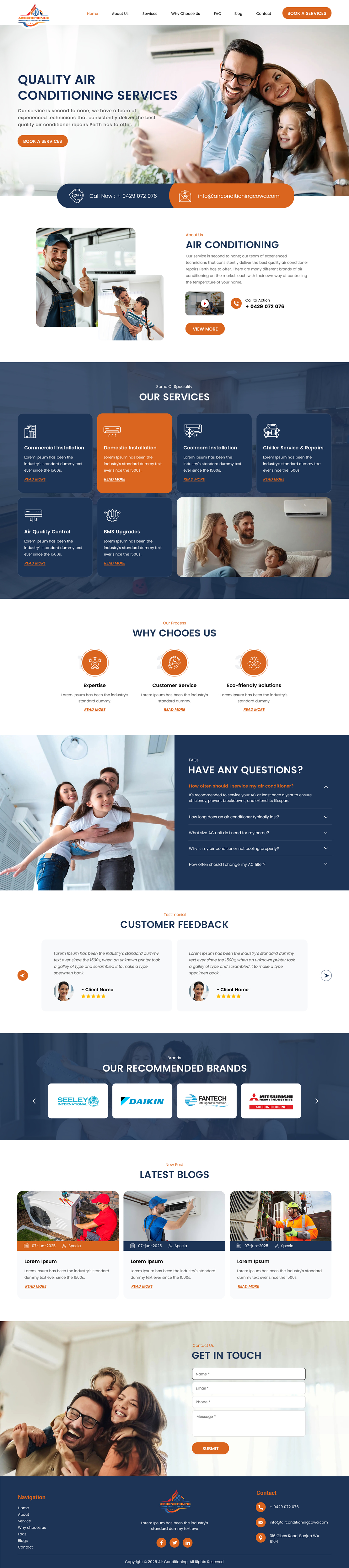Wordpress Design by rightway for Air Conditioning Contractors WA | Design #35900216