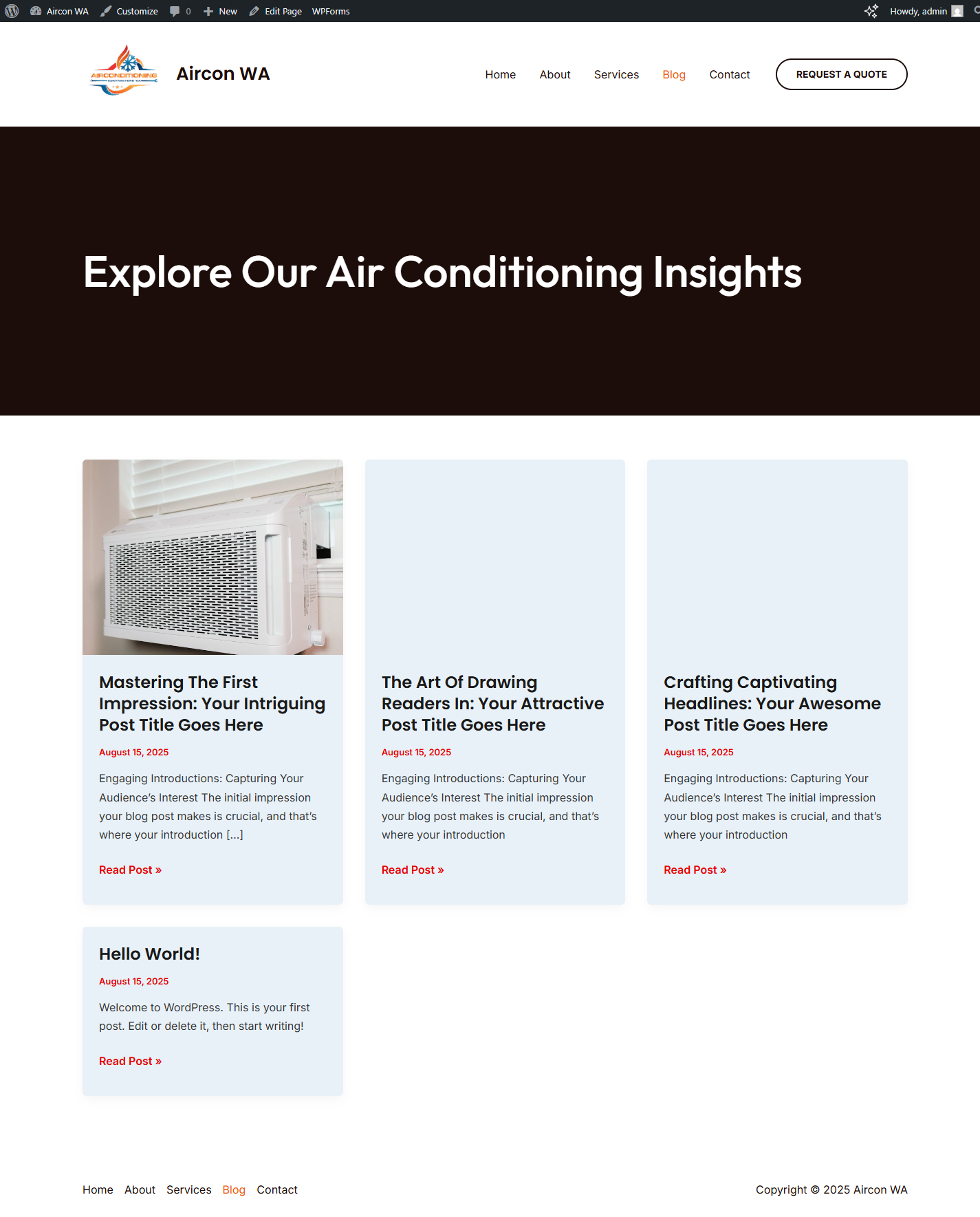 Design Wordpress par Pixel Sprout pour Air Conditioning Contractors WA | Design #35861671