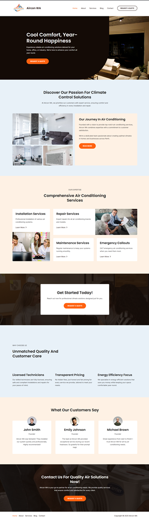 Wordpress Design by Pixel Sprout for Air Conditioning Contractors WA | Design: #35861672