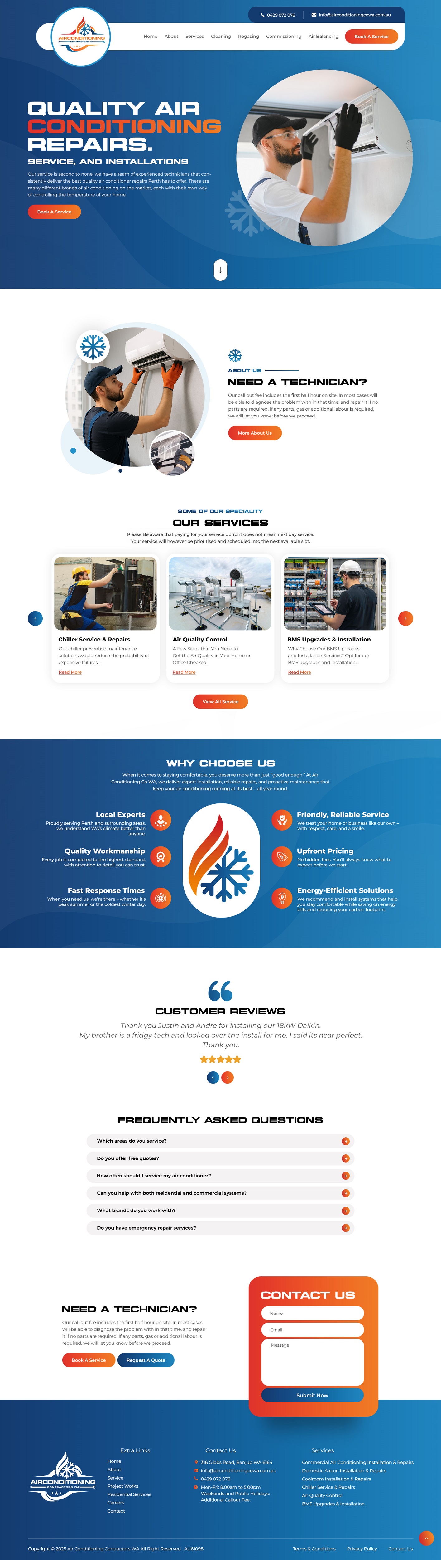 Wordpress Design by NZ Creatives for Air Conditioning Contractors WA | Design #35862117