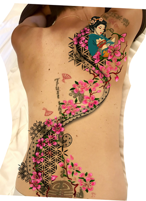 Enhance and expand back tattoo