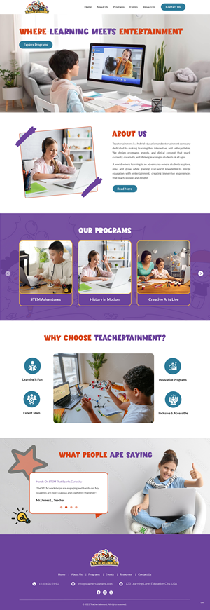 Web Design par pb pour Teachertainment | Design : #35886010