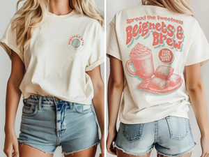 T-Shirt Design TRENDY Coffee Beignets