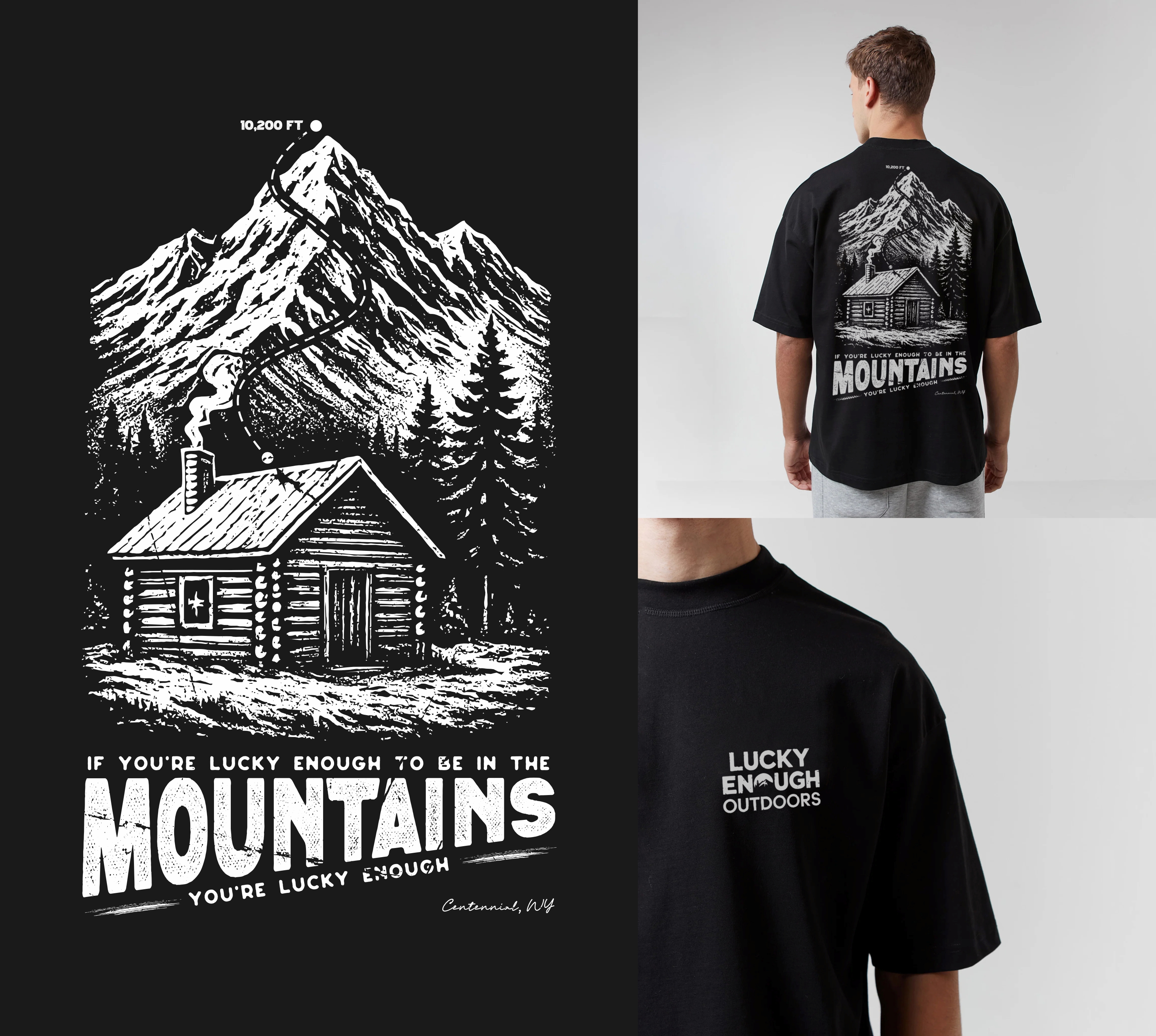 T-shirt Design by DoppelGanger Studio for Lucky Enough Outdoors | Design #35928173