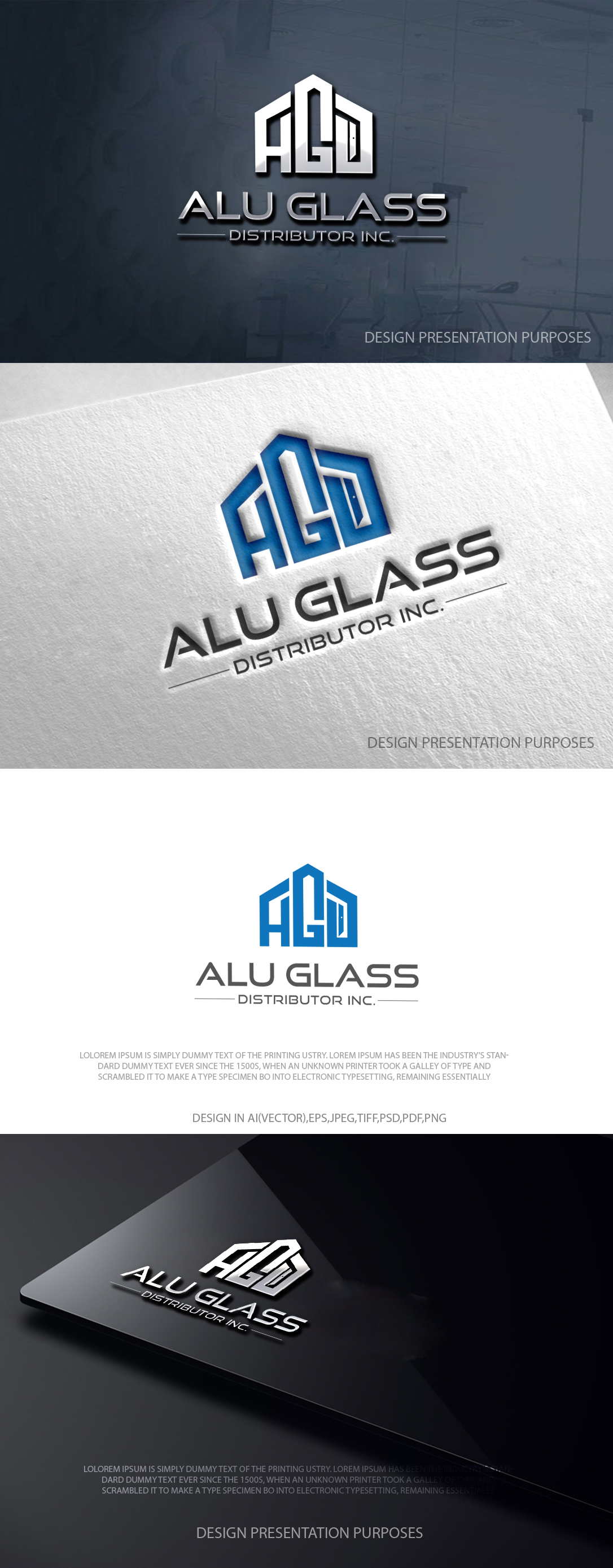 Logo Design by zebronicgraphic for Alu Glass Distributor Inc. | Design #35942835