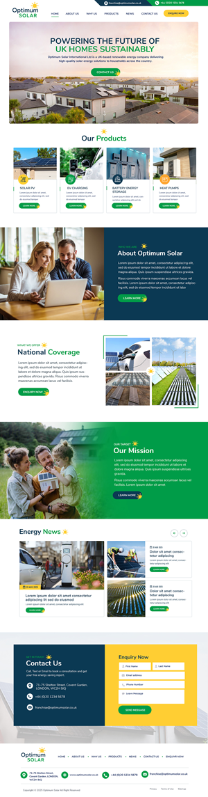 Web Design by Blue Sparrow for Optimum Solar International | Design: #35972656