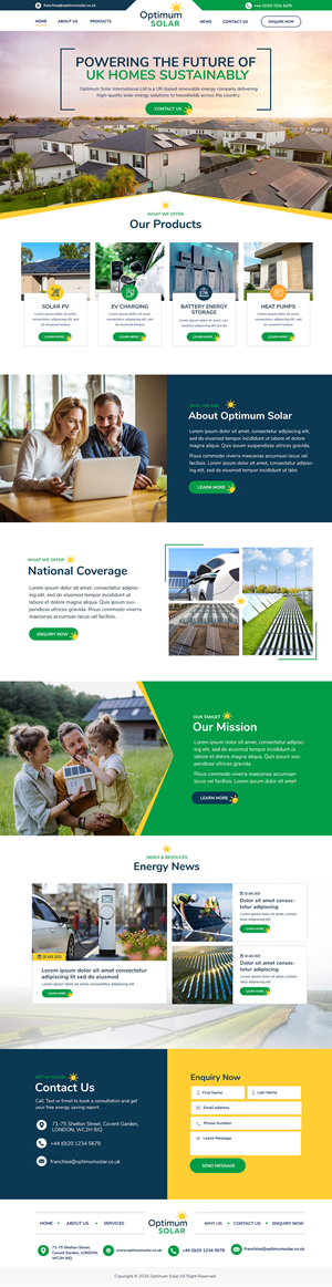 Web Design by Blue Sparrow for Optimum Solar International | Design: #35972657