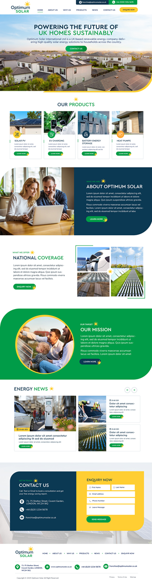 Web Design by Blue Sparrow for Optimum Solar International | Design: #36041905