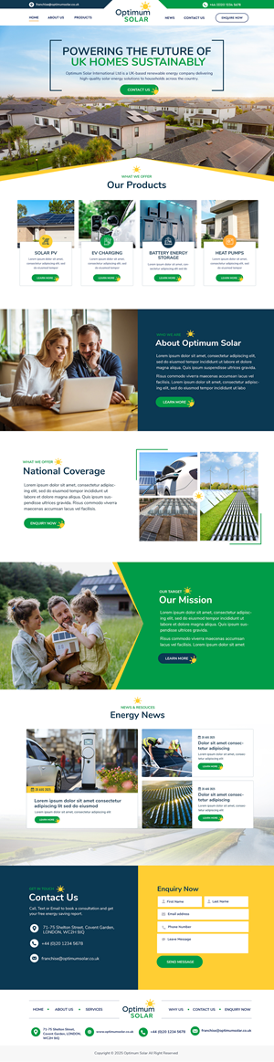 Web Design by Blue Sparrow for Optimum Solar International | Design: #36041909