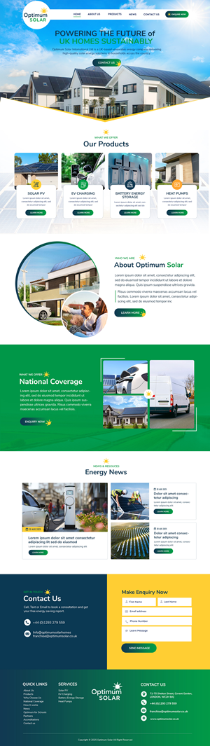 Web Design by Blue Sparrow for Optimum Solar International | Design: #36093794