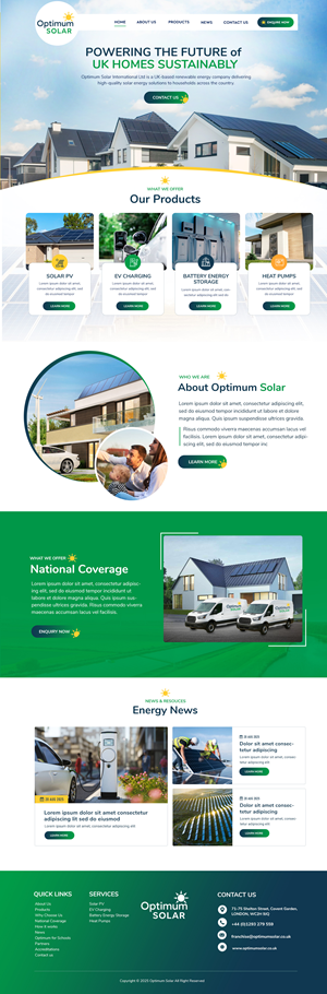 Web Design by Blue Sparrow for Optimum Solar International | Design: #36097540