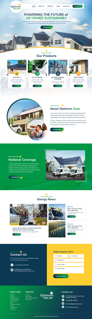 Web Design by Blue Sparrow for Optimum Solar International | Design: #36097541