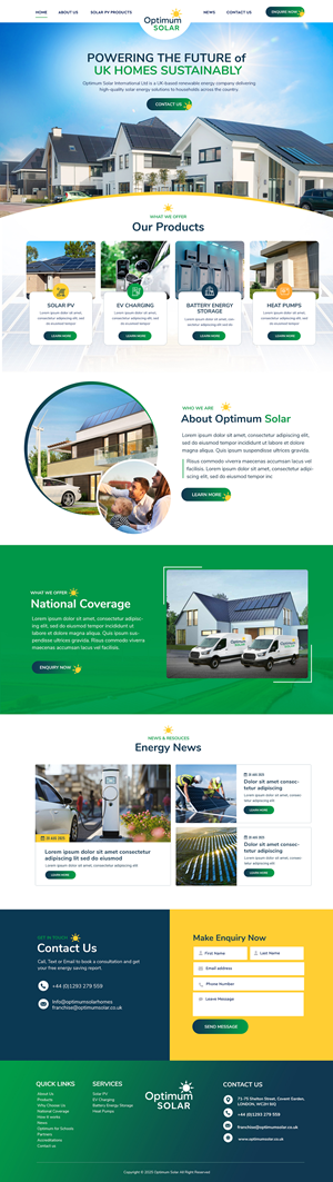 Web Design by Blue Sparrow for Optimum Solar International | Design: #36104997