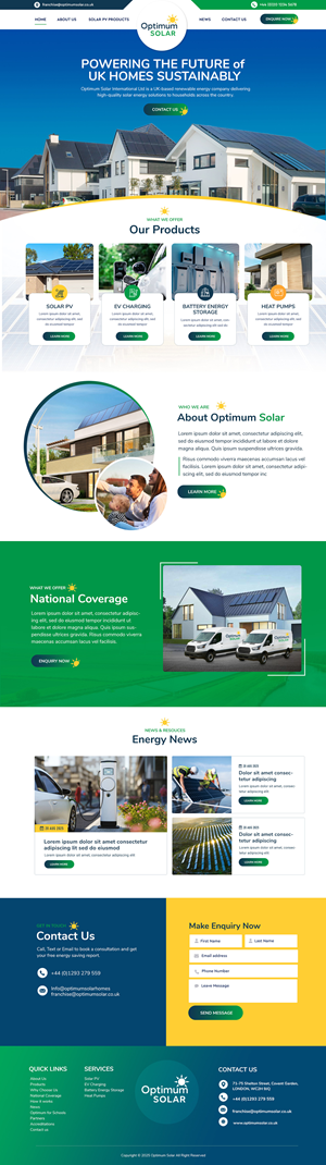 Web Design by Blue Sparrow for Optimum Solar International | Design: #36114896