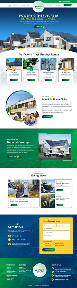 Web Design by Blue Sparrow for Optimum Solar International | Design: #36131961