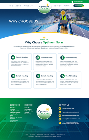 Web Design by Blue Sparrow for Optimum Solar International | Design: #36187313