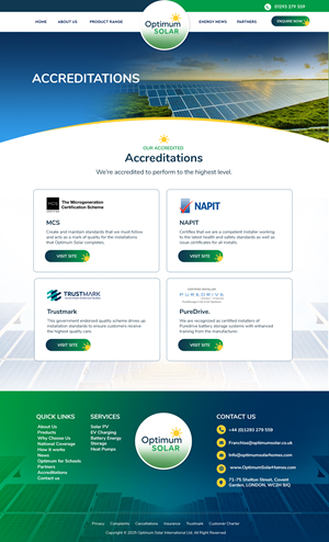 Web Design by Blue Sparrow for Optimum Solar International | Design: #36187317
