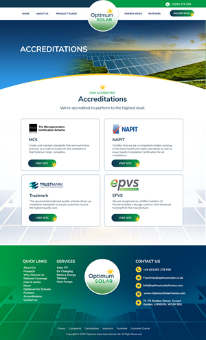 Web Design by Blue Sparrow for Optimum Solar International | Design: #36216437