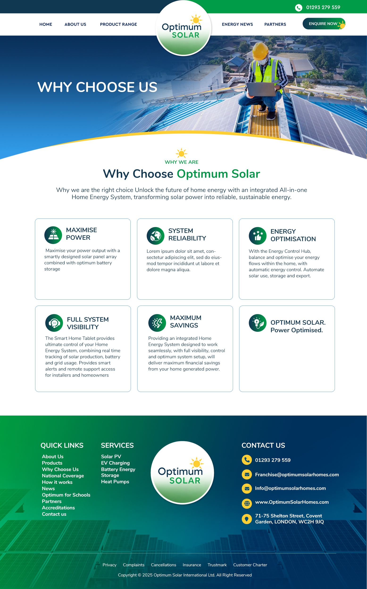Web Design by Blue Sparrow for Optimum Solar International | Design #36222778