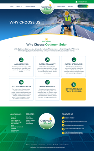Web Design by Blue Sparrow for Optimum Solar International | Design: #36253117