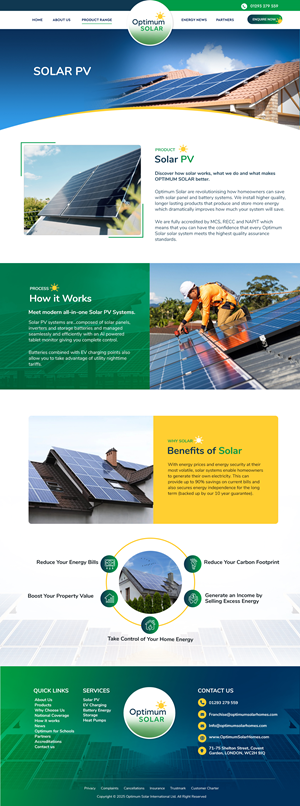 Web Design by Blue Sparrow for Optimum Solar International | Design: #36287658