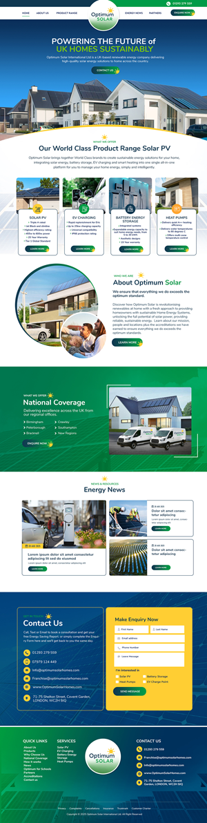 Web Design by Blue Sparrow for Optimum Solar International | Design: #36311136