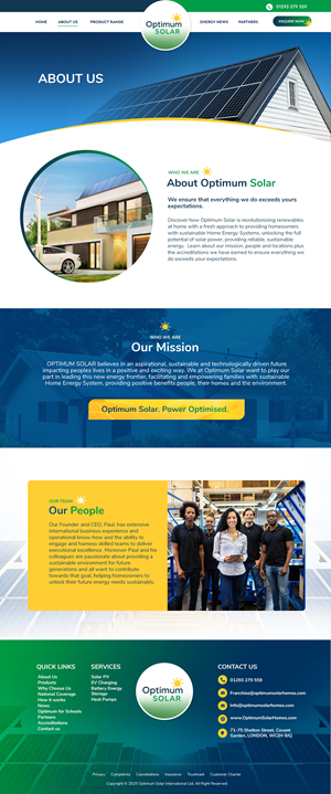 Web Design by Blue Sparrow for Optimum Solar International | Design: #36348028