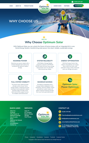 Web Design by Blue Sparrow for Optimum Solar International | Design: #36348035