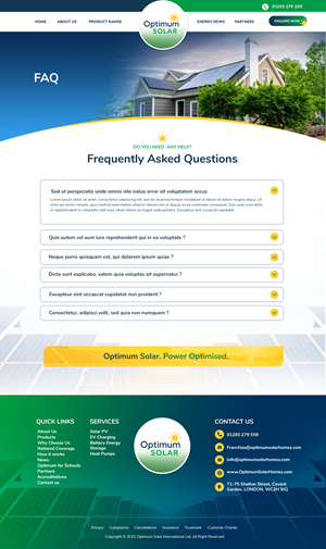 Web Design by Blue Sparrow for Optimum Solar International | Design: #36348416
