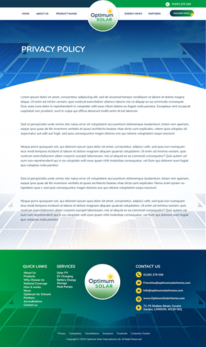 Web Design by Blue Sparrow for Optimum Solar International | Design: #36348417
