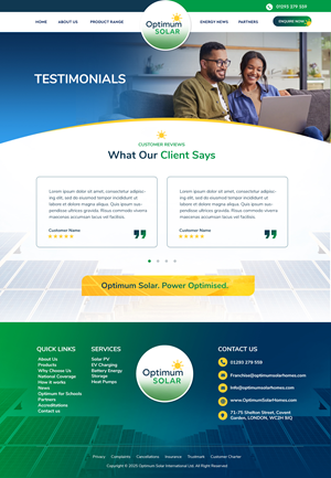 Web Design by Blue Sparrow for Optimum Solar International | Design: #36357440