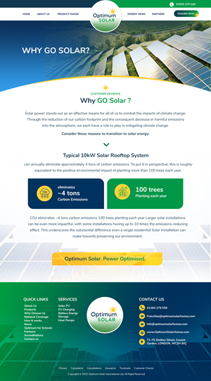 Web Design by Blue Sparrow for Optimum Solar International | Design: #36357444